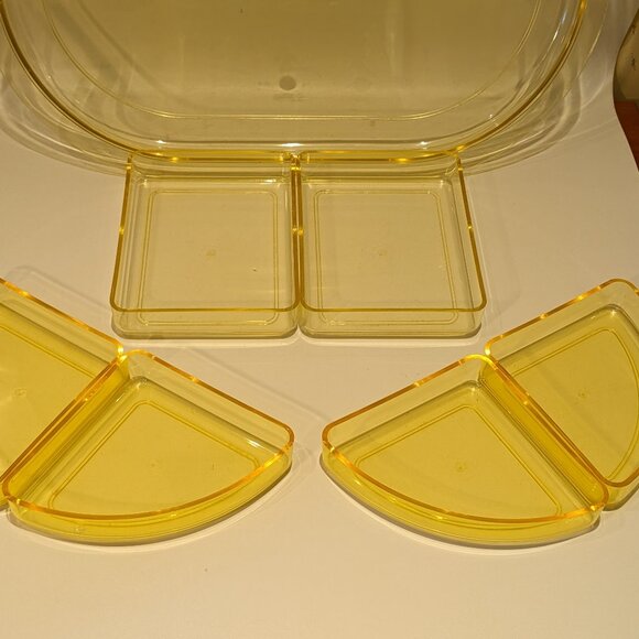 Vintage 70s Yellow André Morin Large Oval Serving Tray Party Buffet Platter - Picture 6 of 8